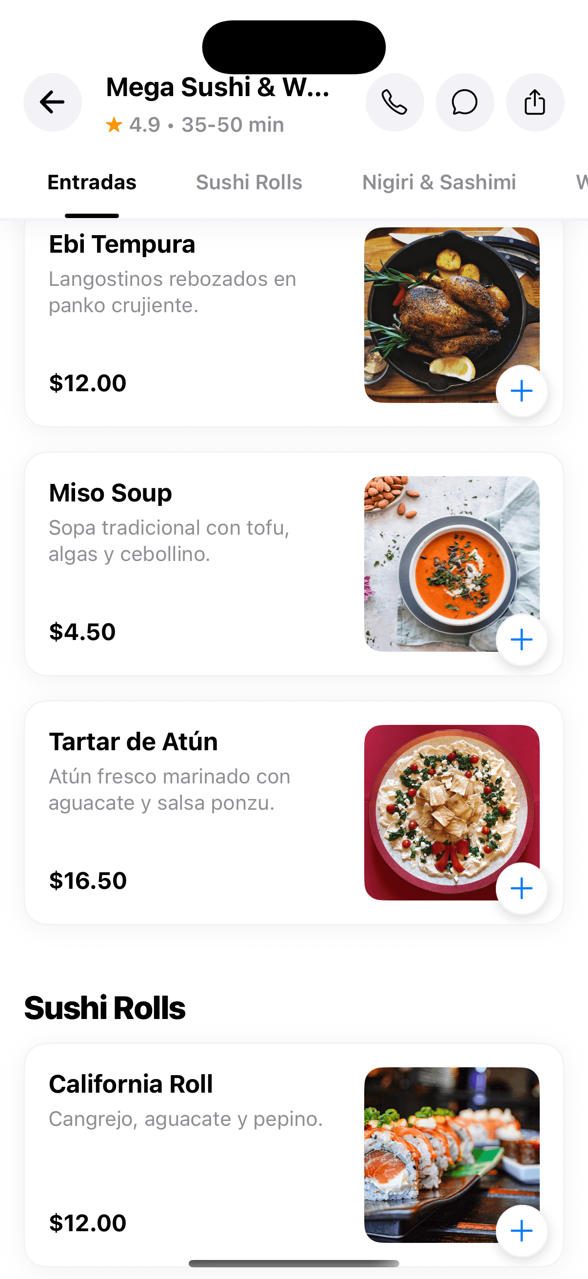 Menú de restaurante